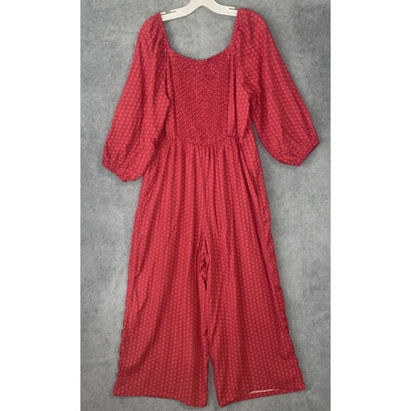 Knox Rose Jumpsuit Womens Large Wide Leg Crop Boho Hippie Festval Cottagecore - Picture 13 of 13